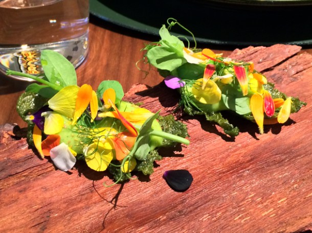pea flour wafers with salt cod mousse at fera at claridge's