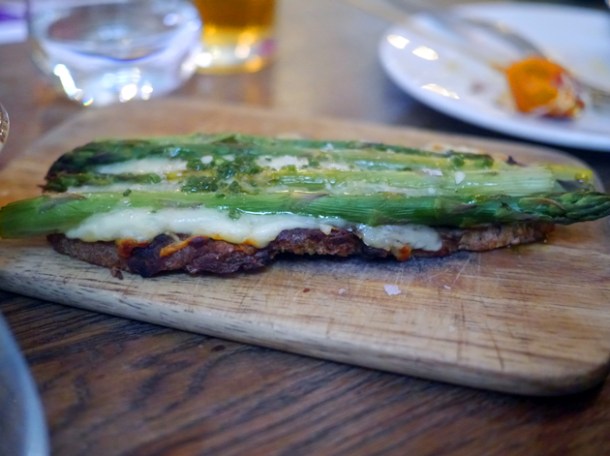 asparagus and manchego cheese on toast at iberica marylebone
