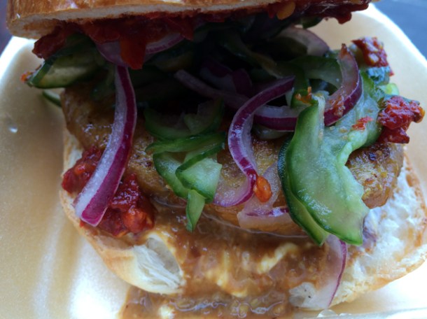 chicken satay burger from sambal shiok