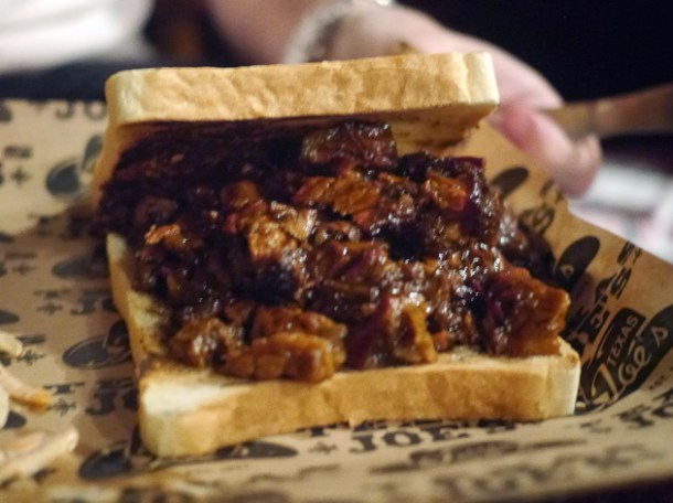 beef brisket sandwich at texas joe's shoreditch