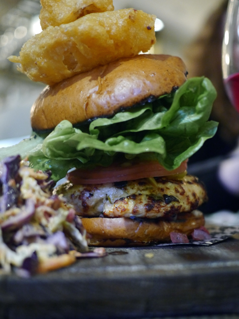 jerk chicken burger at whyte and brown