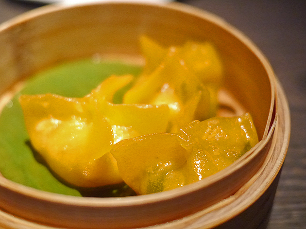 crystal dumpling wrap with pumpkin and peanut at yauatcha