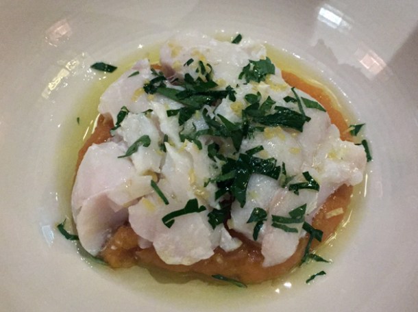 confit cod with sweet potato at tredwells