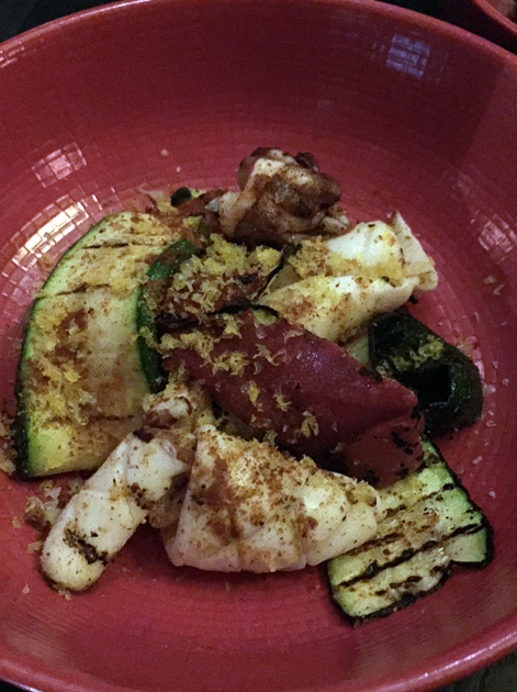 squid, courgette and bottarga at tredwells