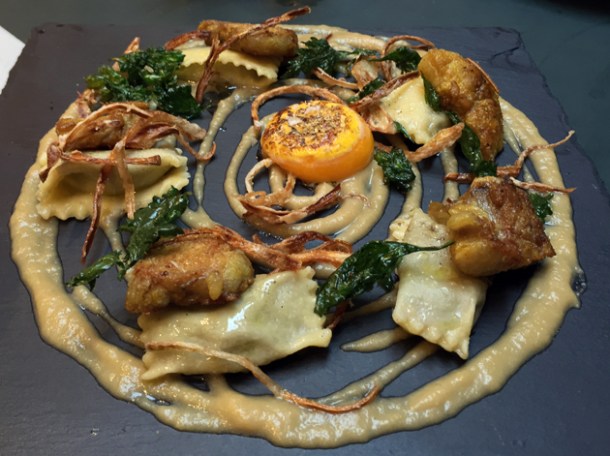agnolotti and veal sweetbreads at the palomar