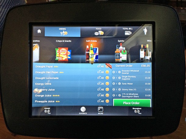 tablet computer menu at the thirsty bear