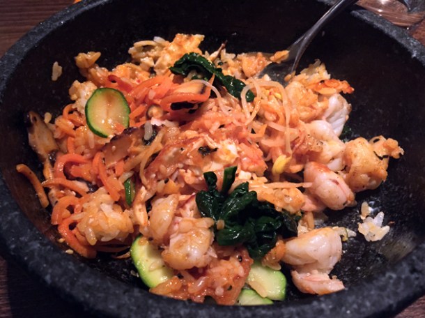 prawn bibimbap at jinjuu