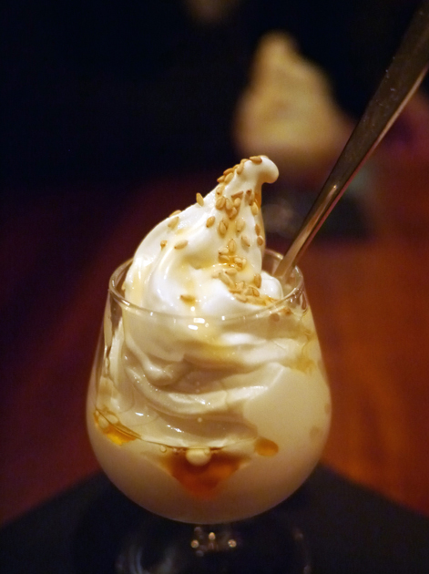 roasted sesame oil soft serve ice cream at do drake