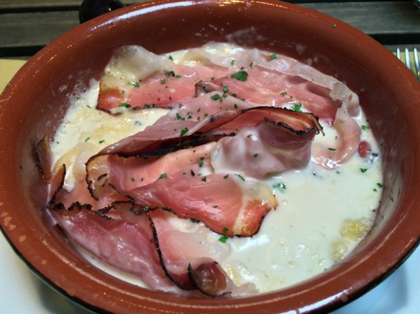 speck and taleggio polenta at in parma