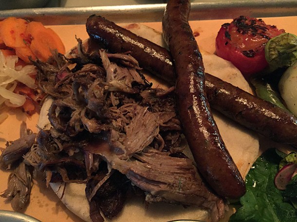 pulled lamb and merguez sausage at berber & q