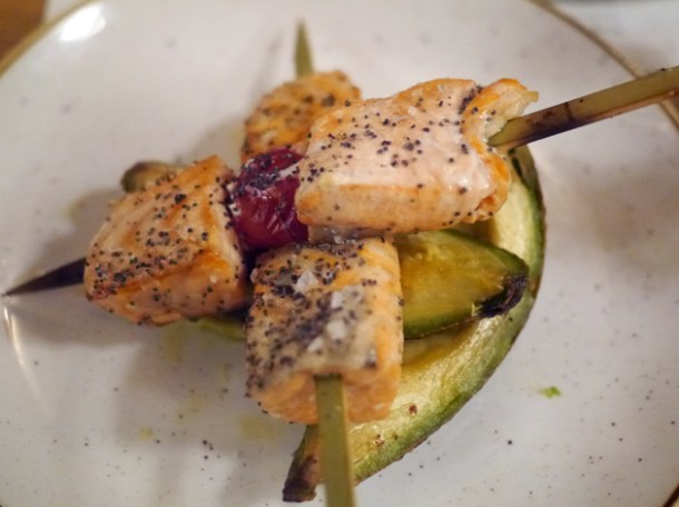salmon pincho and avocado at morada brindisa asador