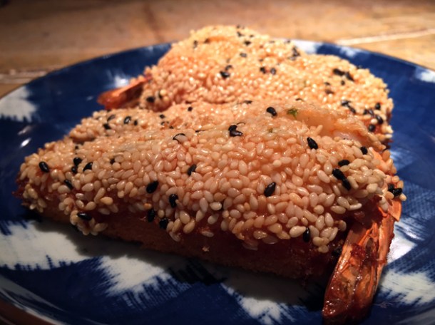 prawn toast at the duck and rice