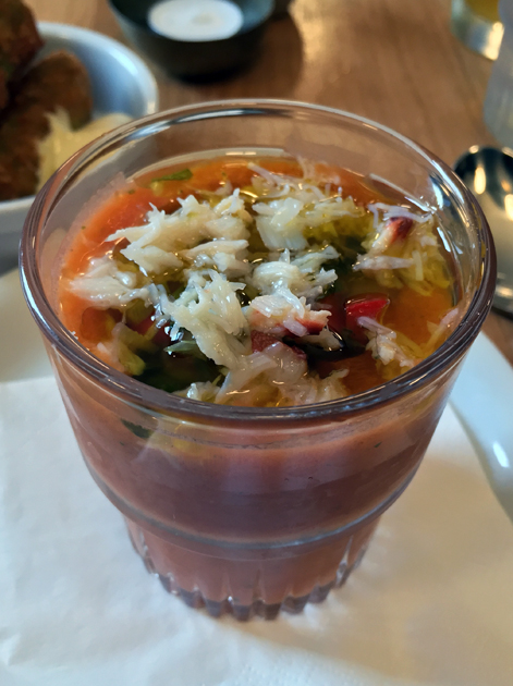 crab gazpacho at oldroyd
