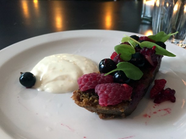 blackcurrant and beetroot cake with orange yoghurt at the newman arms