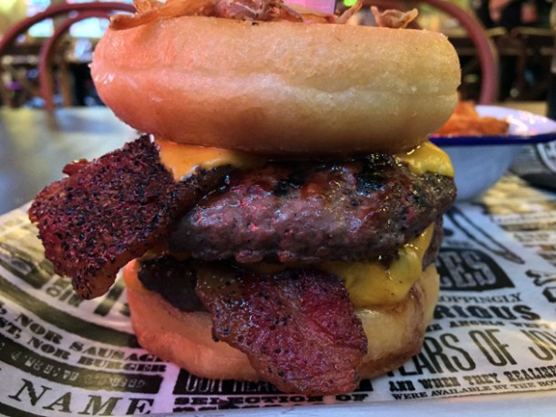 donut burger at red's true barbecue shoreditch