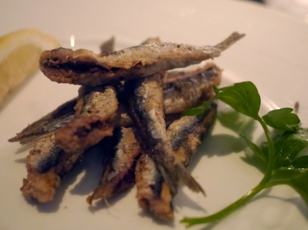 deep fried anchovies at milos london