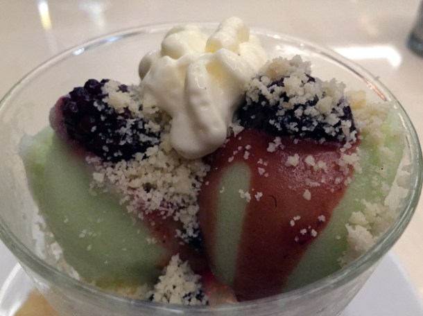 apple sorbet with blackberries at piquet