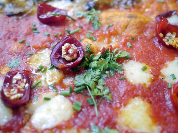 calabrian peppers pizza at homeslice fitzrovia