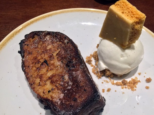 pain perdu with honeycomb and vanilla ice cream at the ninth