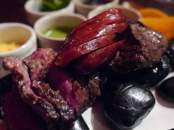 rib eye steak, chorizo and wagyu beef at sushisamba london