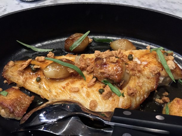 roast plaice with chicken wings at the ninth