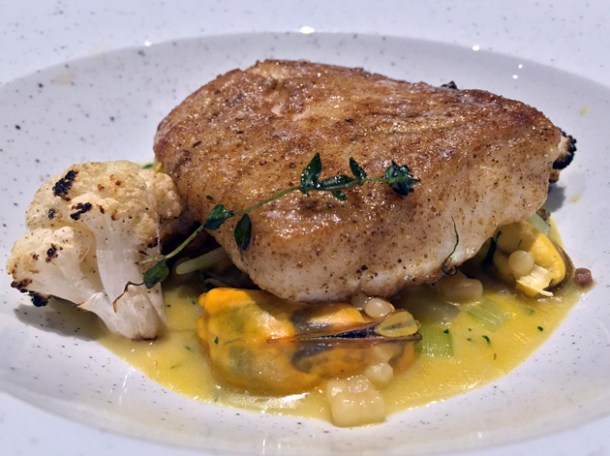 spiced cod with mussels and cauliflower at the ninth