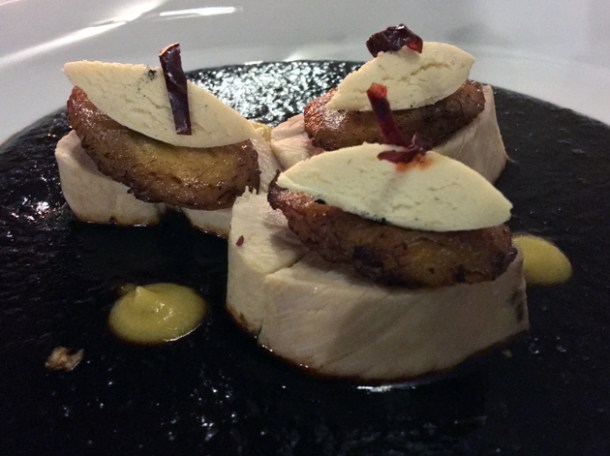 chicken and plantain in mole sauce at tierra y cielo mexico