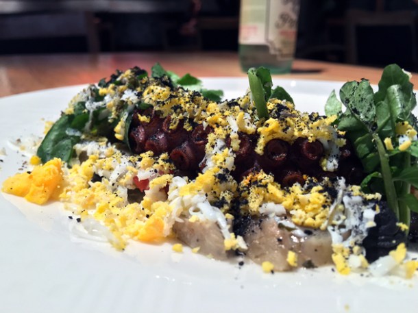 octopus with lotus root and burnt lemon at kaah siis