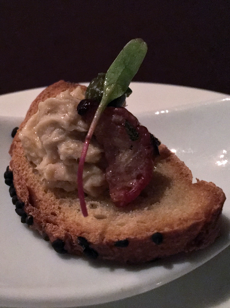 salmon pate bruschetta at rosas y xoxolate