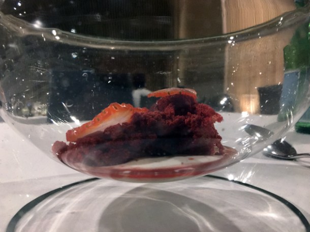 strawberries, goji berries and cream at biko