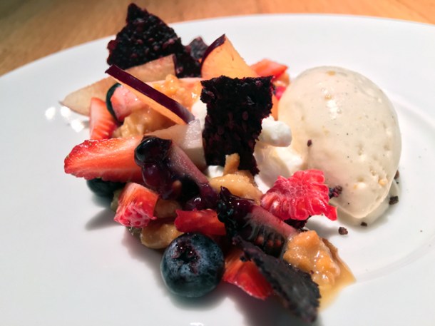 toffee ice cream with summer berries at kaah siis