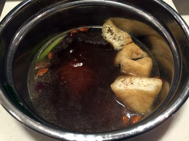 tofu in freebird hotpot broth at shuang shuang