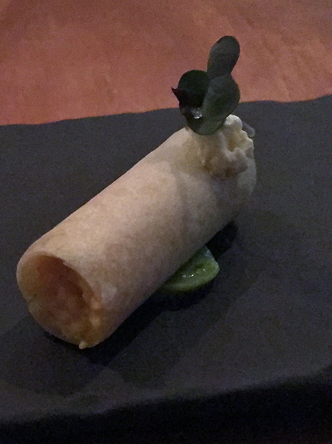 zesty cream and avocado taco at benazuza