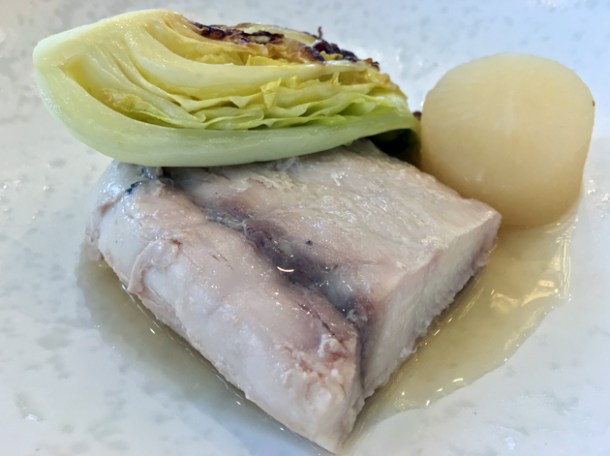barramundi with daikon radish in dashi at dickie fitz