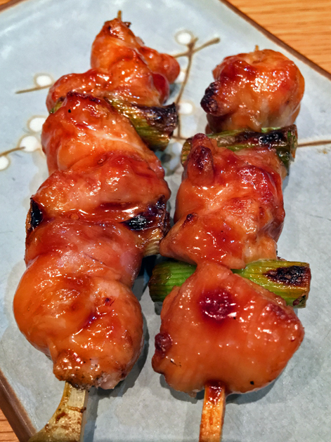 chicken thigh yakitori at yumi izakaya