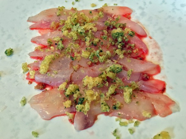 sea bass carpaccio at dickie fitz