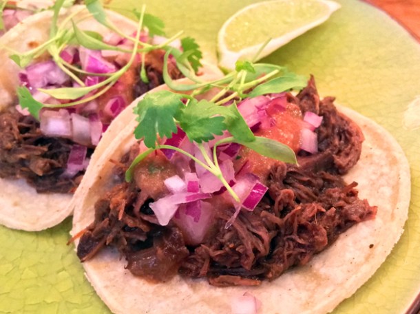 beef tacos at santo remedio