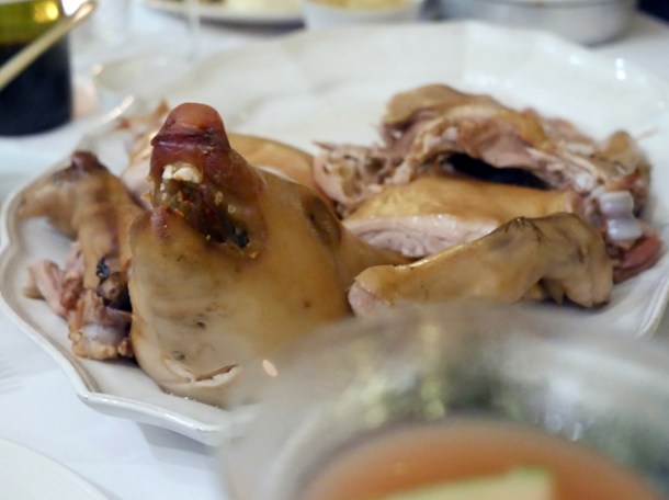 roast suckling pig at dickie fitz newman street london