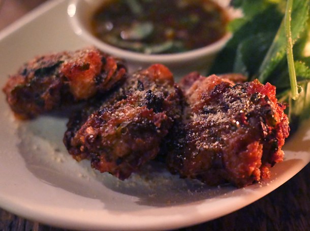 chicken larb bar snack at som saa commercial street