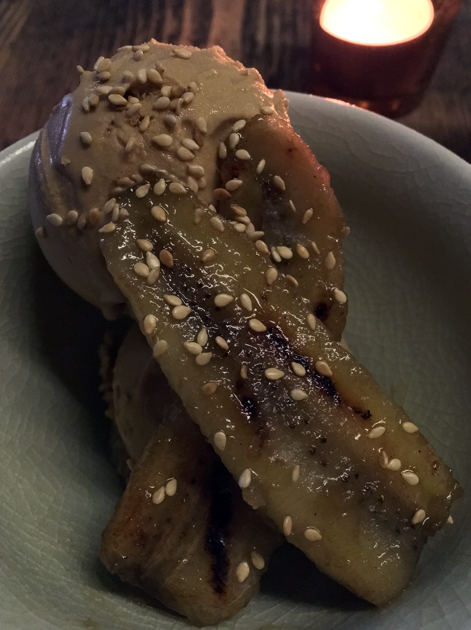 palm sugar ice cream grilled banana at som saa spitalfields