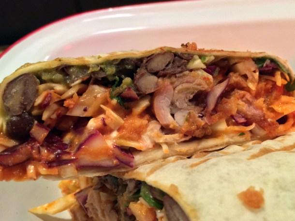 fried chicken burrito at killer tomato