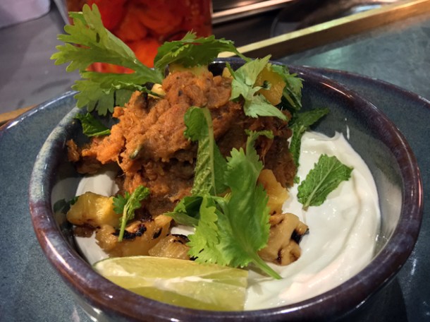 jerk sweet potato and pineapple at temper