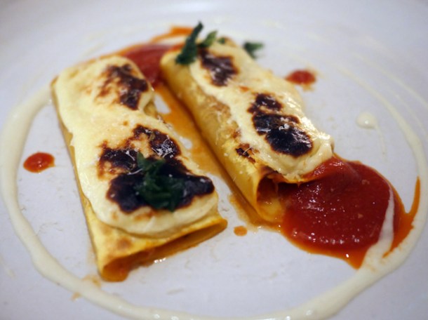 cannelloni filled with calves head ragu at luca