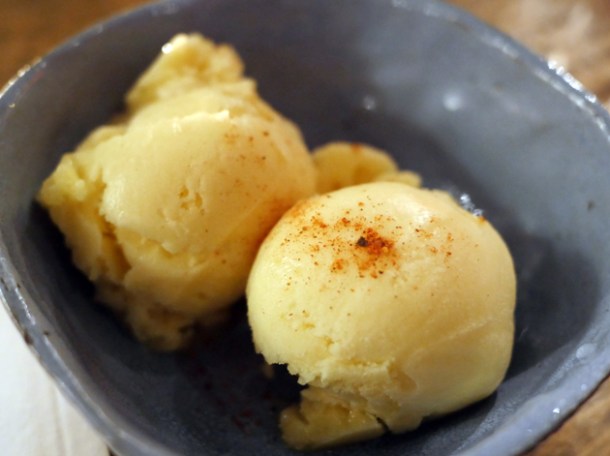 passion fruit sorbet at breddos tacos clerkenwell