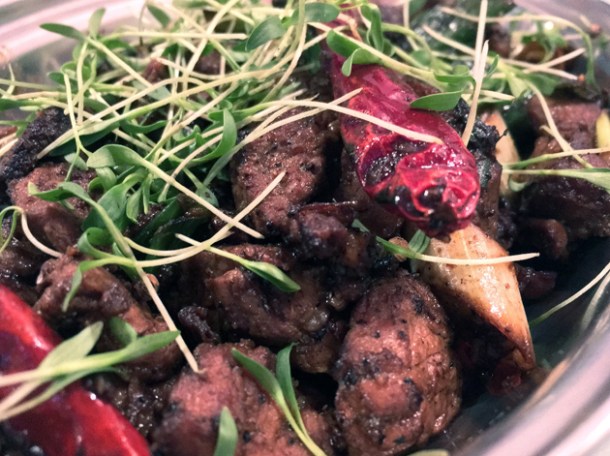 chilli cumin lamb at duck duck goose brixton