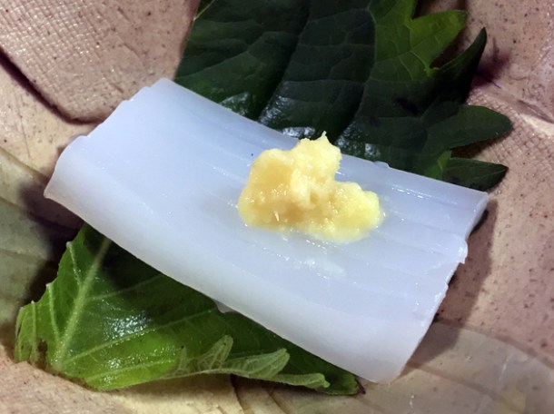 squid sashimi breakfast at minshuku tsugizakura