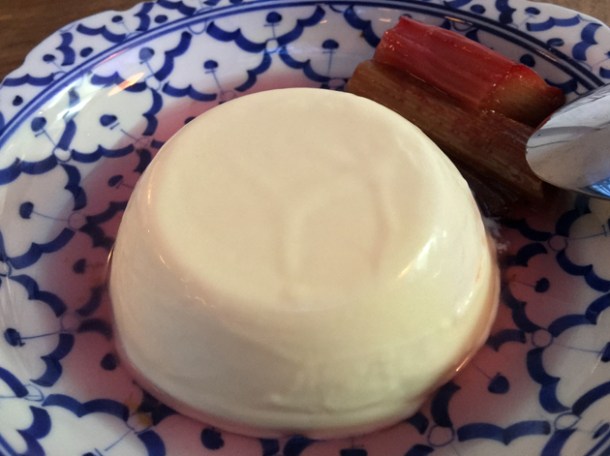 buttermilk panna cotta with rhubarb at sparrow