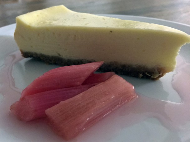 cheesecake with rhubarb at sparrow