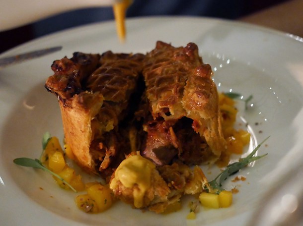 curried mutton pie with mango curry sauce at holborn dining room