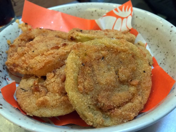 battered deep fried green tomatoes at plaquemine lock